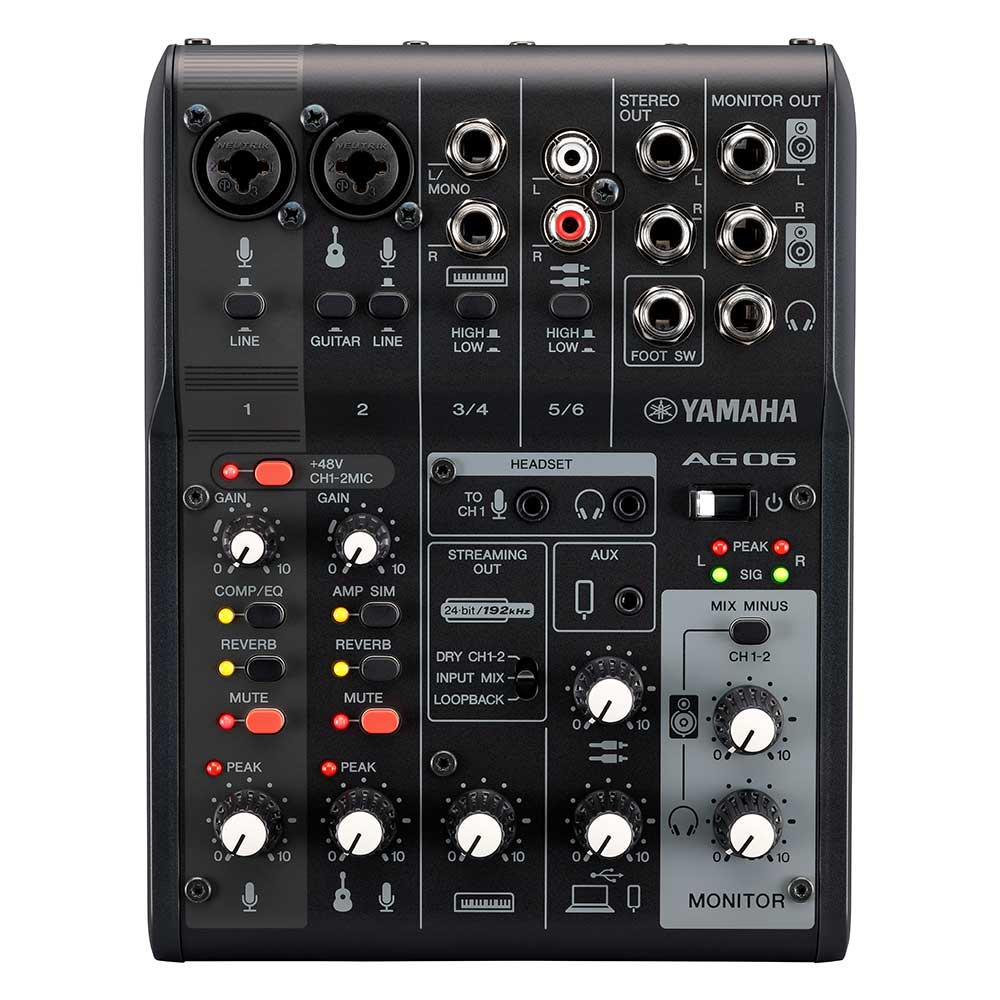 Mezclador para transmisión en vivo 6 canales AG06MK2 Black - Yamaha
