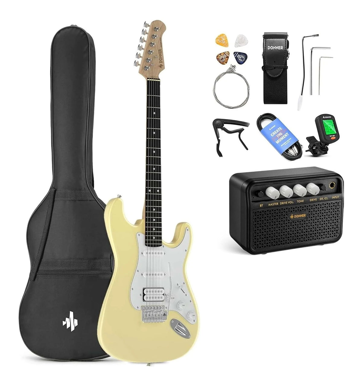 Donner DST-100W Guitarra eléctrica blanca