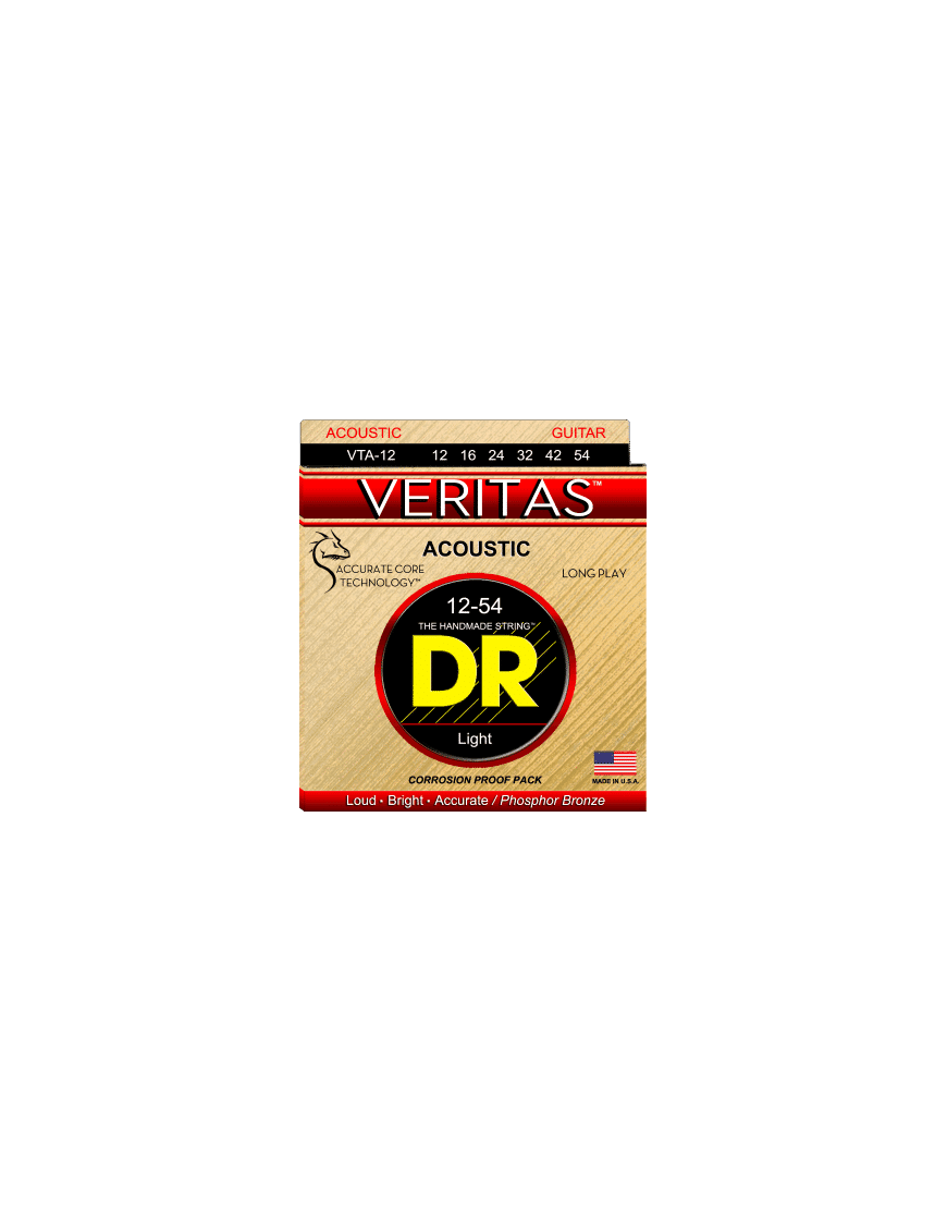 Dr Cuerdas Guitarra Acústica Folk 6 Cuerdas Veritas™ Vta-12 -54 Light
