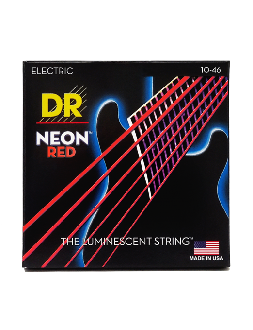 DR HI-DEF NEON™ Red 10-46 Cuerdas Guitarra Eléctrica Medium | Rojo