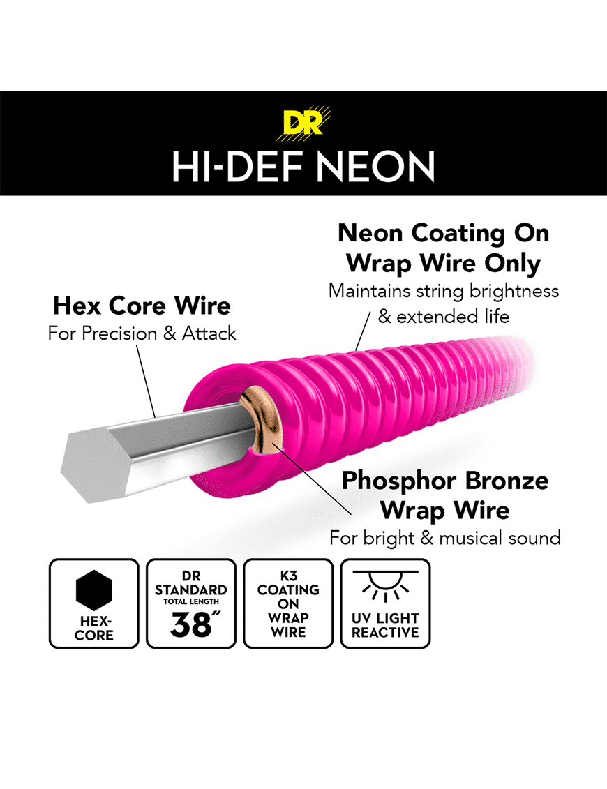 Dr Neon™ Pink 11-50 Cuerdas Guitarra Acústica Phosphor Bronze | Rosado