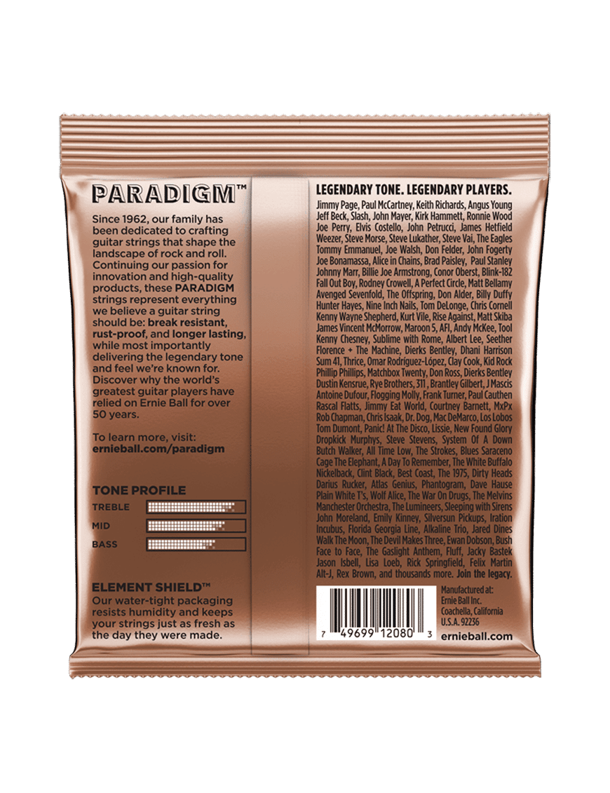 Ernie Ball 2080 Cuerdas Guitarra Acústica Folk 6 Cuerdas 10-50 Extra Light Paradigm Phosphor Bronze