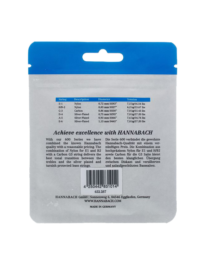 HANNABACH® 600HT G3C Carbono Cuerdas Guitarra Clásica Nylon Tensión Alta