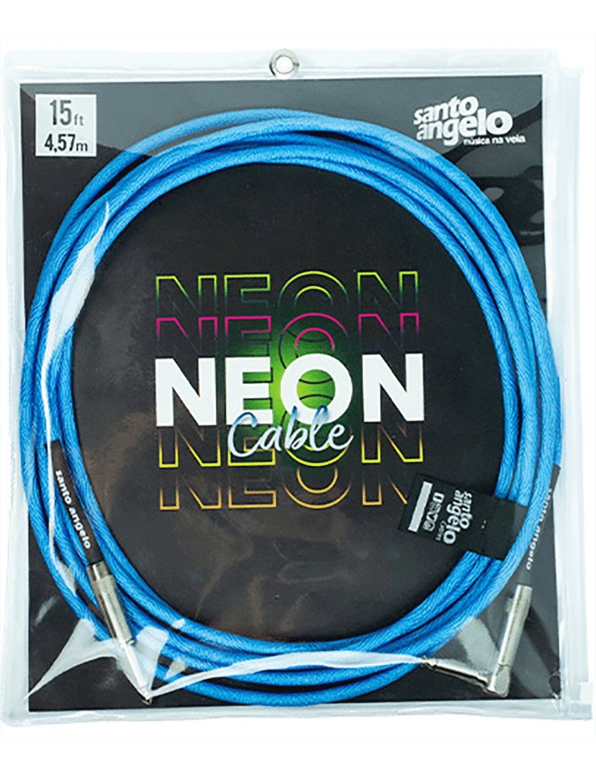 Santo Angelo Neon Blue Cable Instrumentos Plug ¼" Recto A Plug ¼" 90° Ofhc | 6.10mt